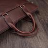 Men's Casual Fashion Crazy Horse Leather Briefcase Retro Business 15.6-inch Laptop Bag Shoulder Bag