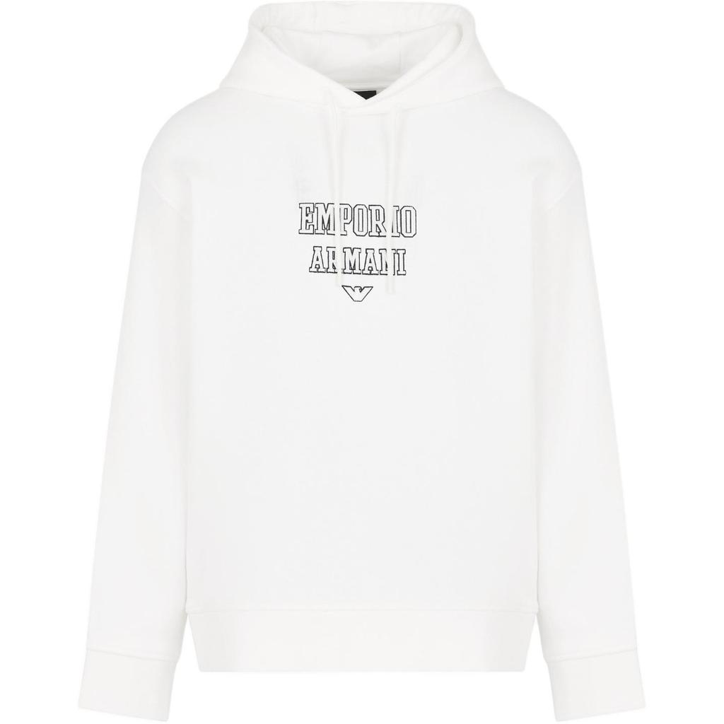 Emporio Armani Толстовка с капюшоном и длинным рукавом с вышитым логотипом-буквой Мужская толстовка Белый 6D1MD2-1JWPZ-01P4