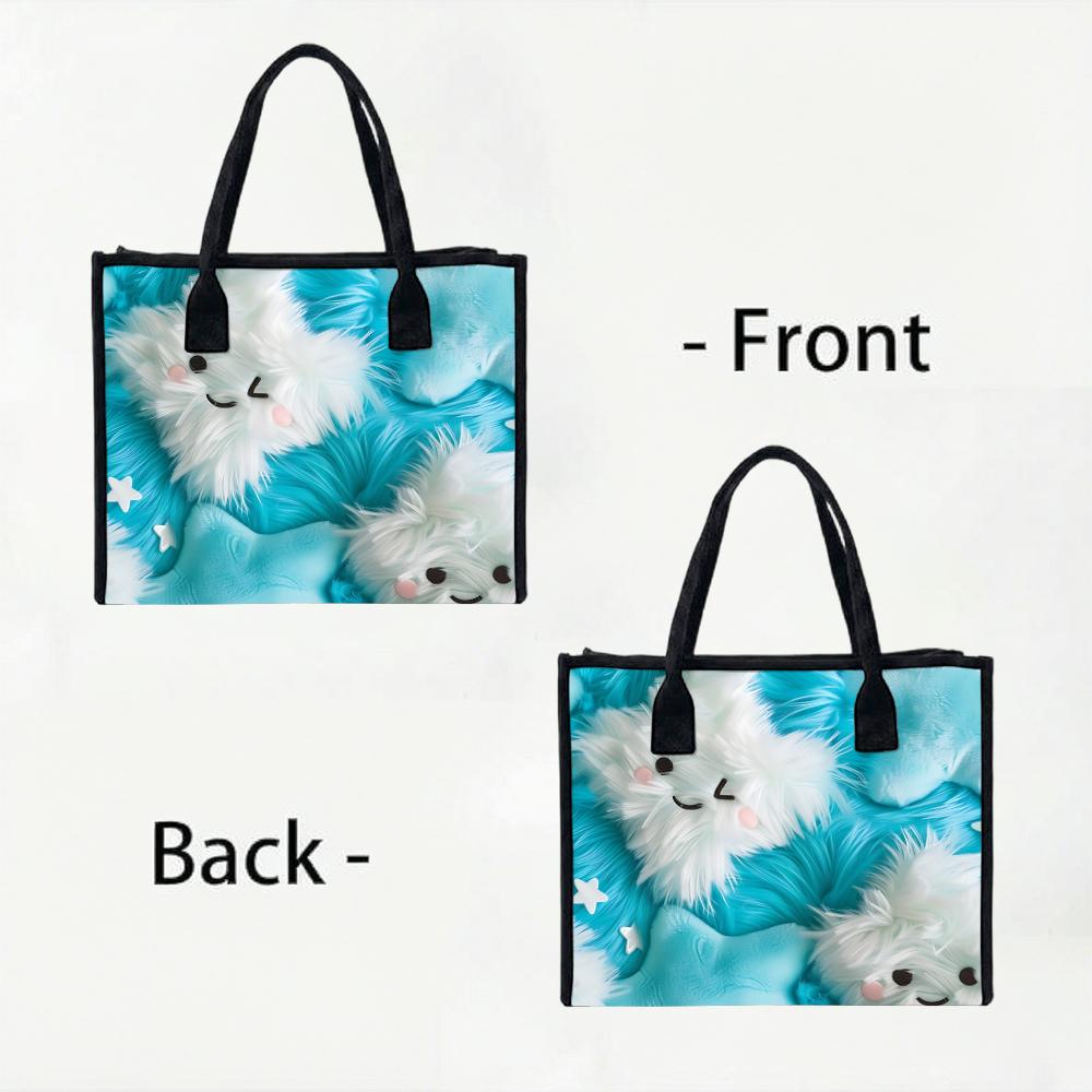 Cute Fuzzy Cartoon Tote Bag Fashion Large Capacity Casual Handbag for Shopping Travel Daily Use