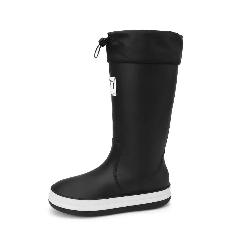 Модные мужские резиновые сапоги из бархата с высокой посадкой, рабочая обувь для мытья автомобиля, дождевые сапоги, модные износостойкие нескользящие водные сапоги