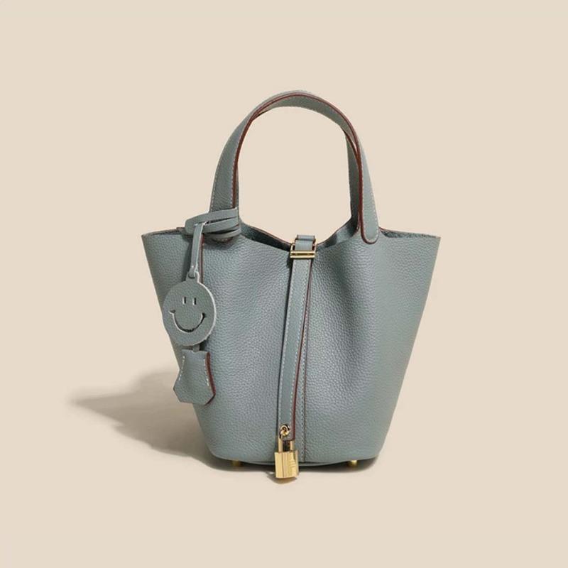 First Layer Cowhide Basket Bag Light Luxury Luxury Sense Genuine Leather Bucket Bag Fashion Everything Handbag
