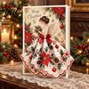 Decorative Seasonal Note Cards 3D Christmas Angel Greeting Card, Pop Up Holiday Card with Fabric Dress, Peace And Blessing Merry for Family