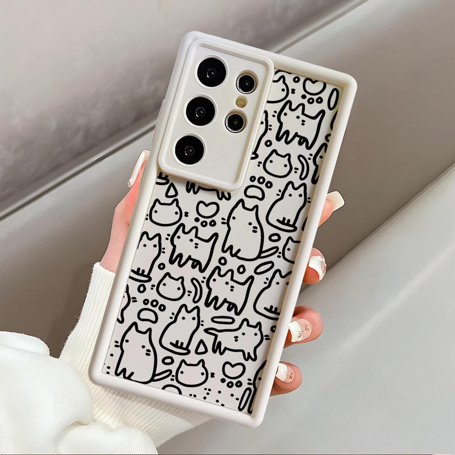 Чехол для Samsung Galaxy S26 Ultra S21 S25 Edge S20FE S22 S24Ultra S25 S24 Plus S23 FE Чехол для телефона Мультяшный Линейный Кот