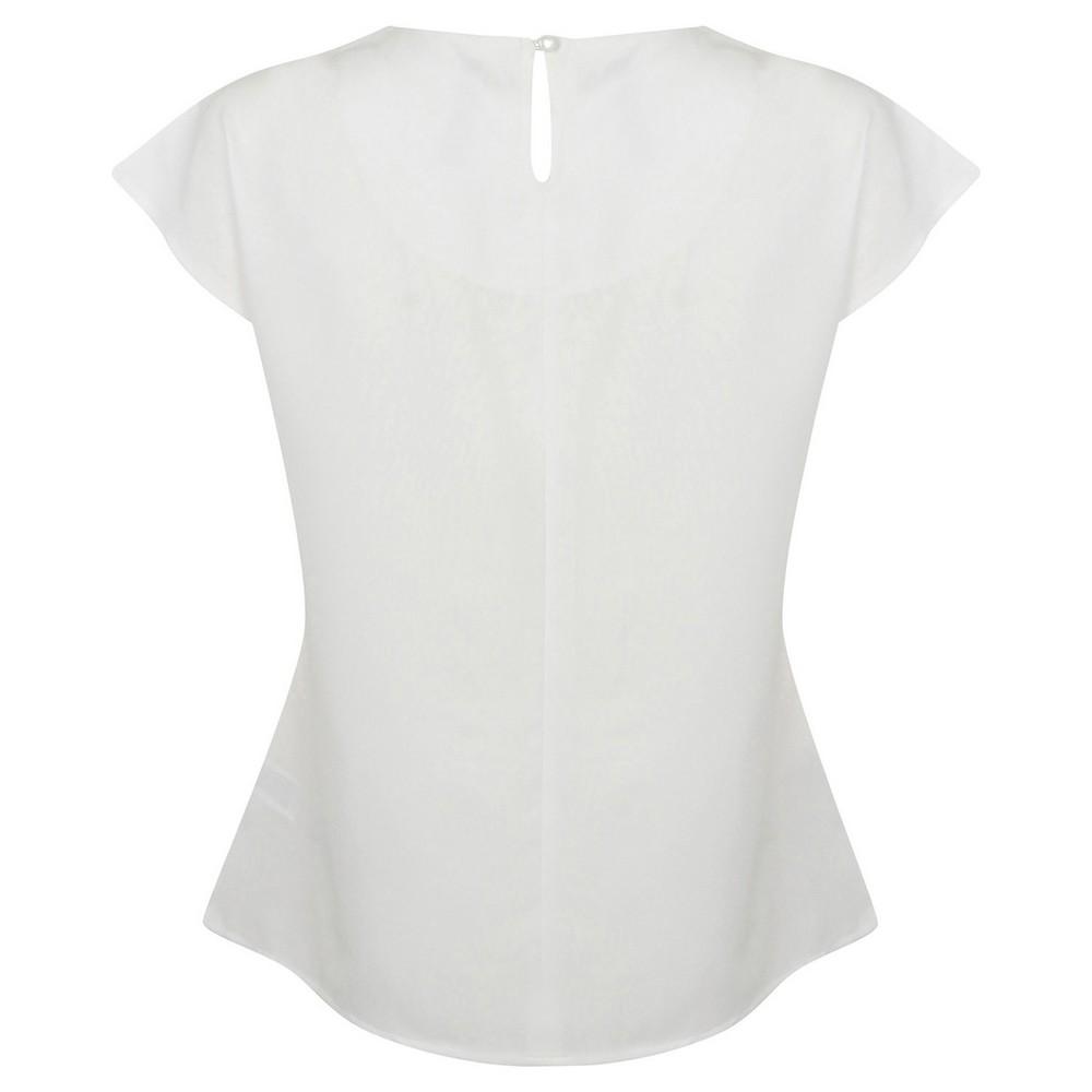 Henbury Womens/Ladies Pleated Front Capped Sleeved Blouse