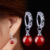 Fashion Earrings Women's Natural Black and Red Manau Earrings, Silver-plated Cute Ear Jewelry