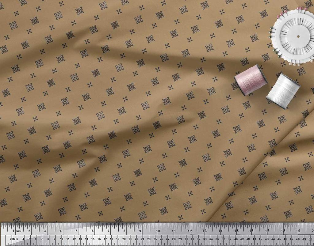 Soimoi Japan Crepe Satin Fabric Black Small Motif Shirting Printed Craft Fabric by the Metre 42 Inch