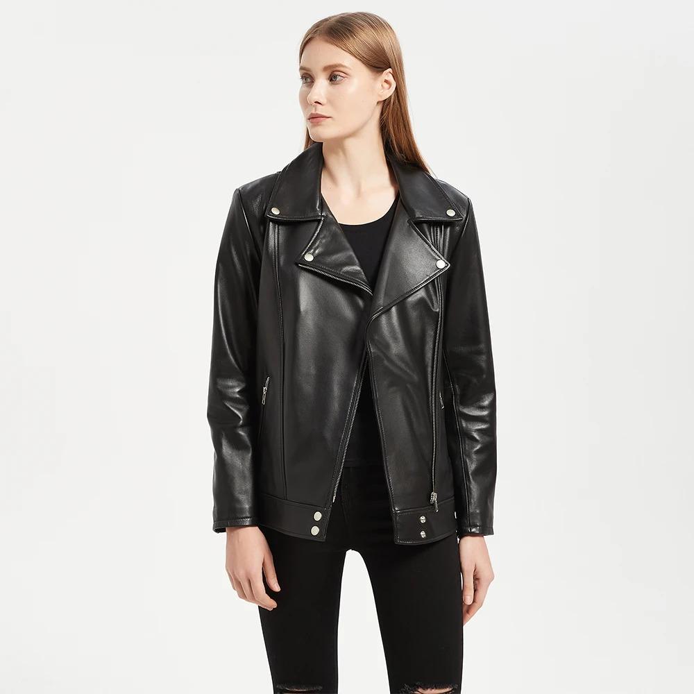 Maplesteed 100%Soft Sheepskin Women Leather Jacket Long OVERSIZE Female Natural Skin Coat Autumn Plus Size Bust 92-116cm M486