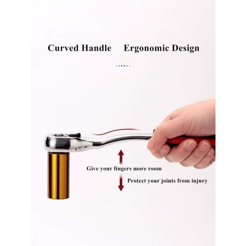 Ratchet Wrench Drive, 6.35mm (1/4") Socket Wrench, Quick Release Ratchet Handle, Soft Handle, for Car, Motorcycle, DIY Repair (1/4)