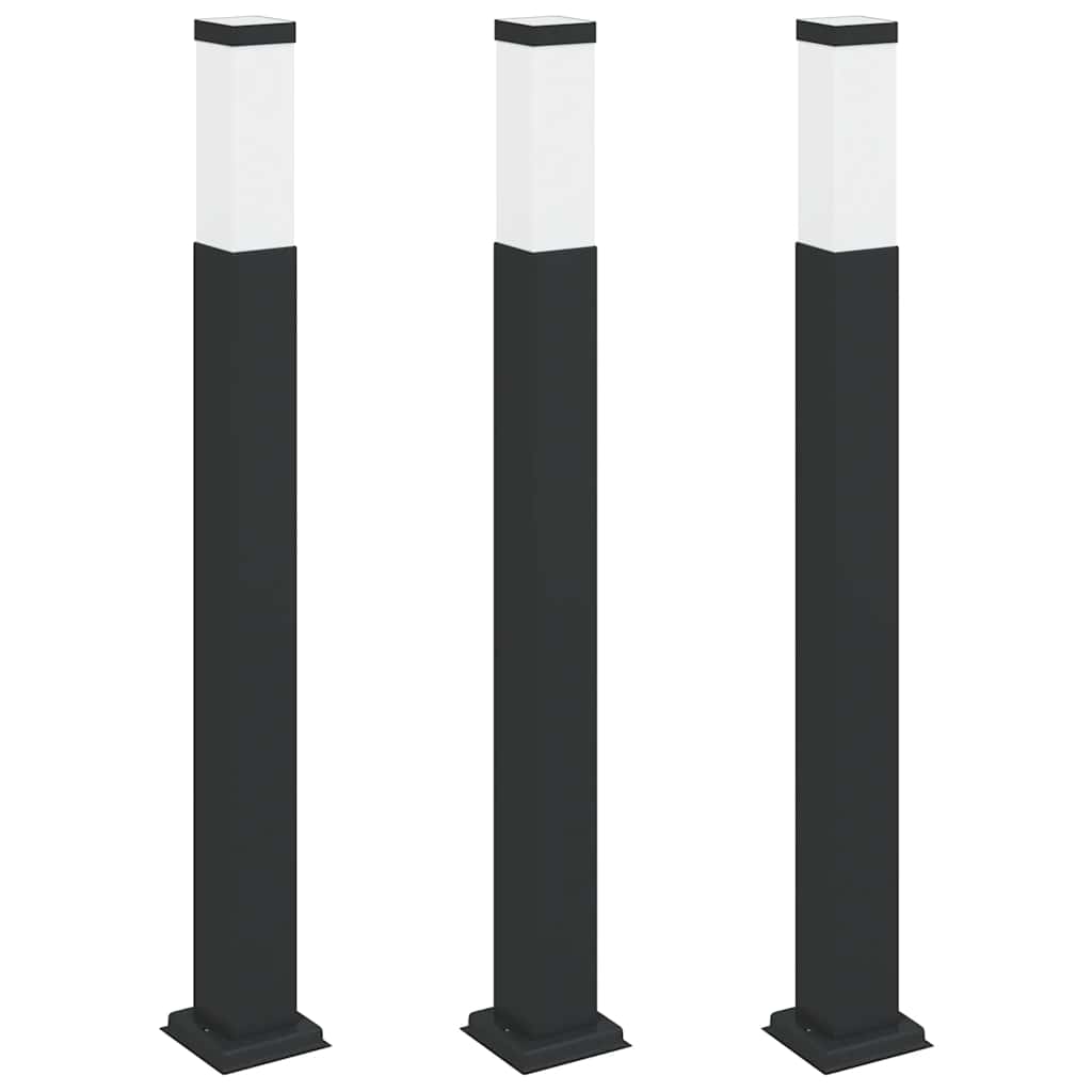 3 Piece Bollard Lights 80 cm Black IP44