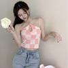 Inside The Spice Girl Small Halter Vest Women's Summer New Design Sense Outside Wearing Plaid Halter Top Woman