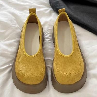 Туфли-клёшницы в стиле ретро с круглой головкой и мягкой подошвой, увеличивающие рост, женские, весна 2025 г., новые универсальные туфли с одной педалью