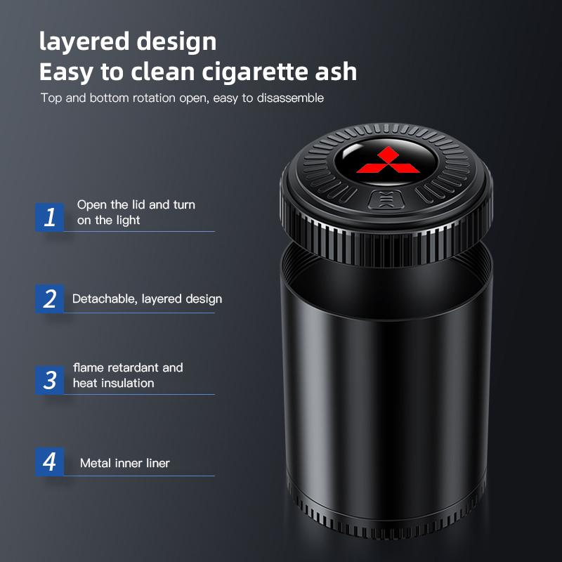 Car Interior Ashtray LED Light Portable Smoke Ashes Holder For Mitsubishi Lancer Ralliart ASX Mirage Pajero Xpander Attrage L200