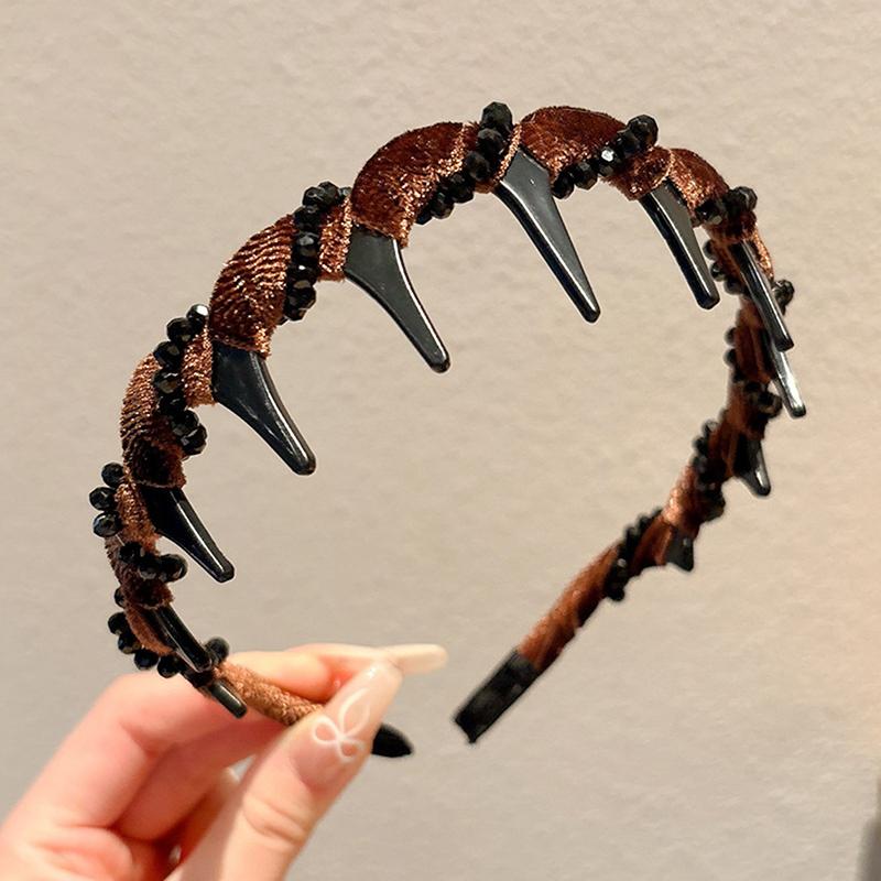 Винтажная бархатная резинка для волос с жемчужной волной для женщин и девочек, милая нескользящая зубчатая резинка для волос, аксессуары для волос