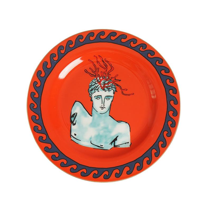 Креативная керамическая десертная тарелка с рисунком морского бога, посуда, фарфоровые тарелки, кружки