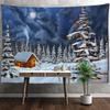 Рождественская елка Снежная сцена картина маслом гобелен настенный богемный стиль хиппи психоделический колдовство комната домашний декор