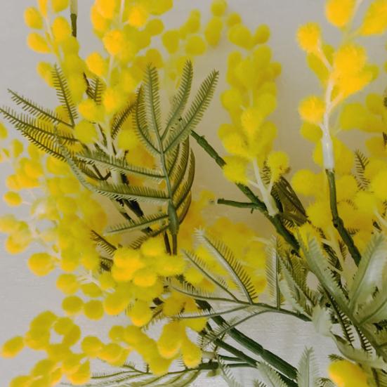 Artificial Golden Wattle Realistic Fake Acacia Flower Stem Home Office Wedding Party Indoor Outdoor Faux Bloom Centerpiece Decoration