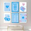 Ретро модный эстетический Lucky You Blue забавный настенный художественный холст, картина, плакаты на скандинавскую тему, принты, настенные панно для декора гостиной