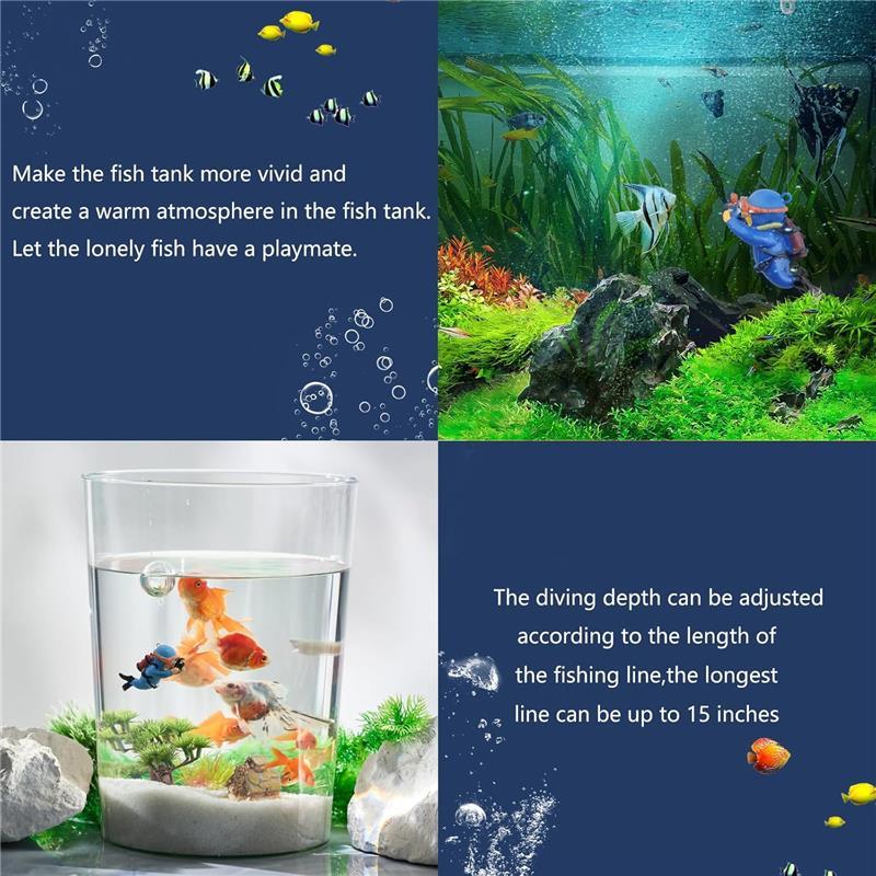 Floating Fish Tank Decorations, Aquarium Decorations, Lovely Diver Fish Tank Decorations, Floating Device Fish Tank Accessories
