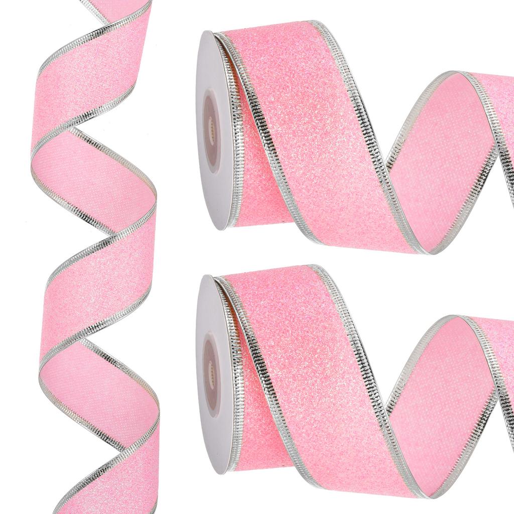 Christmas Ribbon Candy Christmas Ribbon Roll Metallic Wired Gift Wrapping Shine Ribbon for Birthday Wedding Festival Decoration