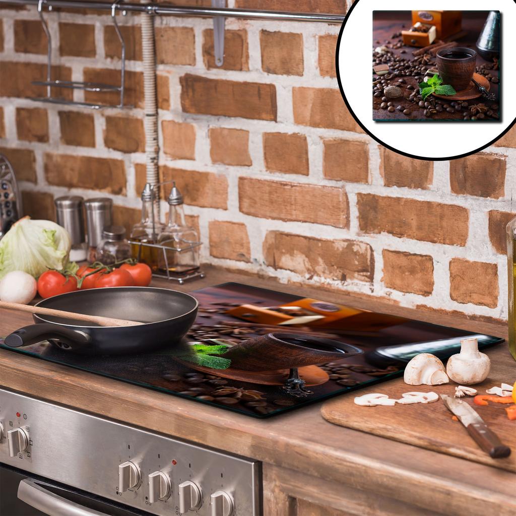 GLASS PROTECTIVE PLATE FOR STOVE 60x52 COFFEE