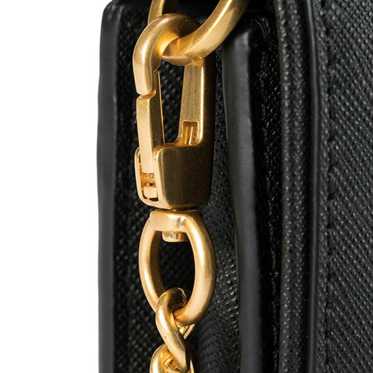Tory Burch Emerson Металлический логотип Цепочка Ремень через плечо Маленькая Кожаная и Кожаная Сумка-кроссбоди Женская сумка-кроссбоди Черный 136093-001