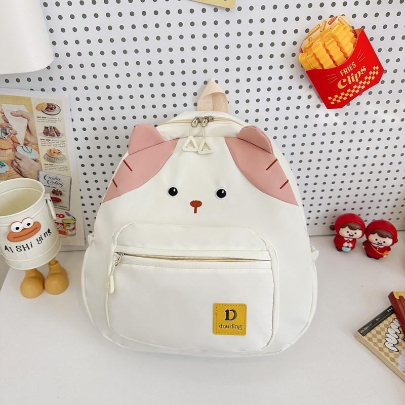 Cute Nylon Cat Themed School Backpack For Children With Breathable Comfort Features