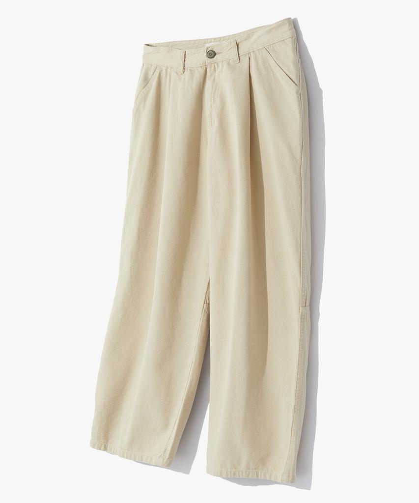 COFWI Wide One-Pleat Cotton Pocket Pants Beige