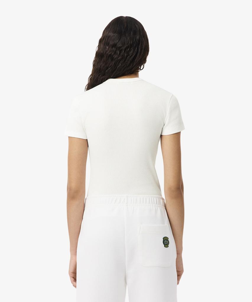 LACOSTE Женская облегающая футболка с коротким рукавом в рубчик Tf5538-56G 70V
