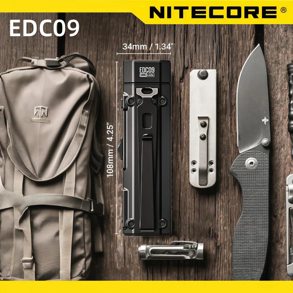 NITECORE Перезаряжаемый фонарик EDC09, 1600 люмен, регулируемый угол, EDC, высокий CRI, 3 цветовые температуры, USB-C, встроенный аккумулятор