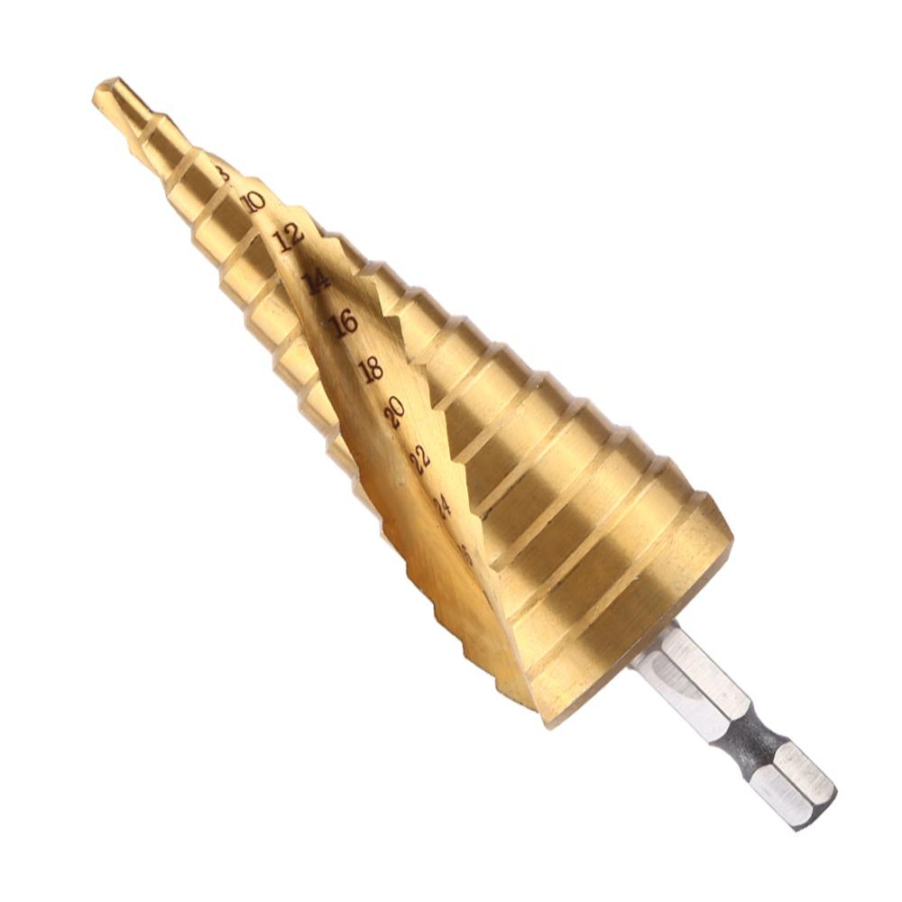 Hex Shank Step Drill Bit Titanium Coated Titanium Coated Drill Bit Drilling Wood