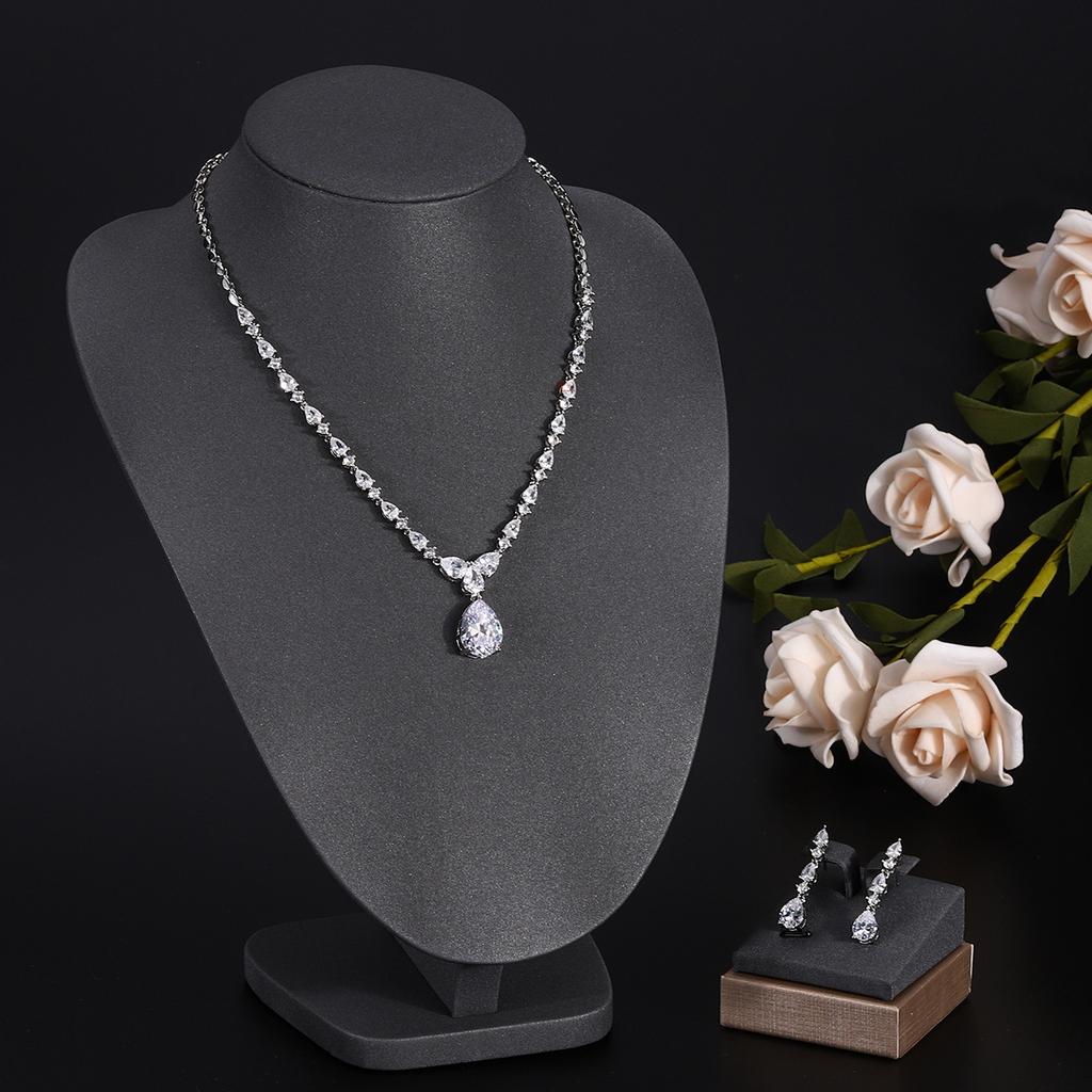 Ювелирные изделия в европейском и американском стиле, ожерелье с каплями воды из циркона, женственное свадебное платье, высококачественные свадебные украшения, комплект сережек-гвоздиков