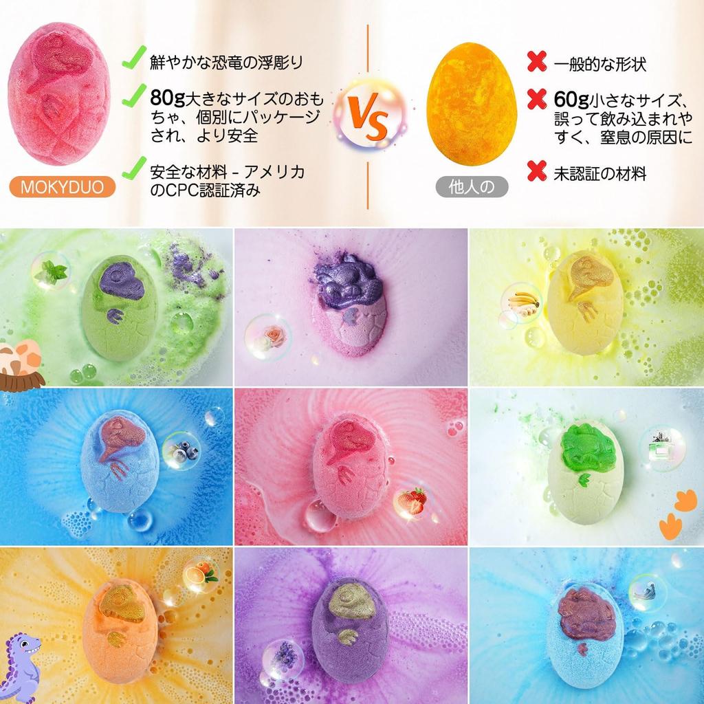 MOKYDUO Бомбочки для ванны для детей Шарики для ванны Игрушки для ванны в виде динозавров для детей Развивающие газированные соли для ванны Подарочный набор Ассортимент День рождения Праздничный день