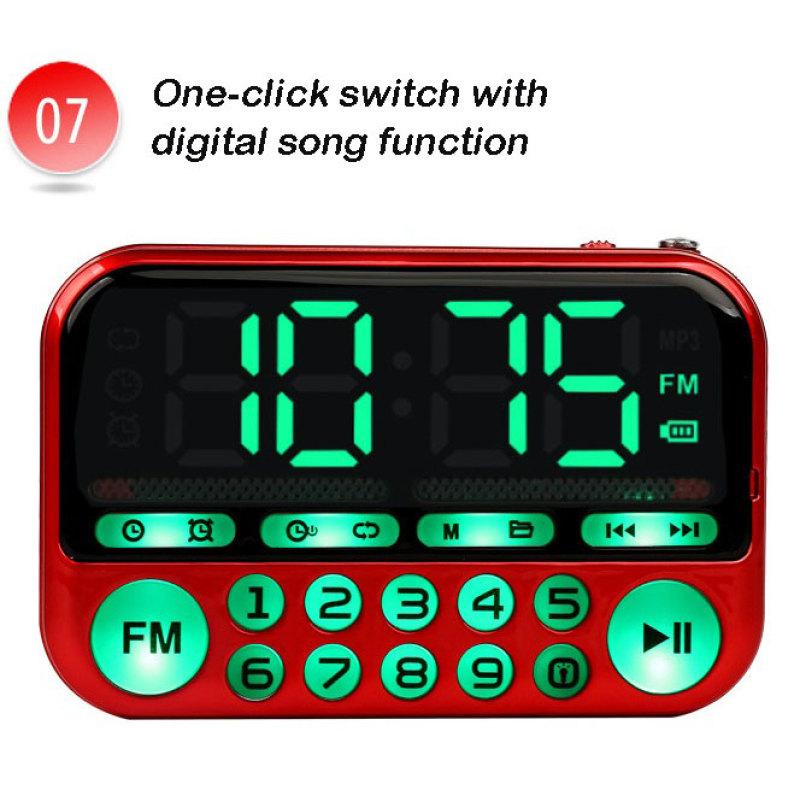 Mini Portable Radio Large Screen Handheld Digital FM USB TF MP3 Rechargeable Player Speaker