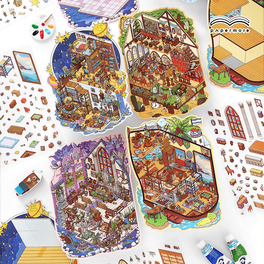 Бумажные стикеры для журнала Jiji PaperMore 5-й серии, 2.5D, Пейзажи