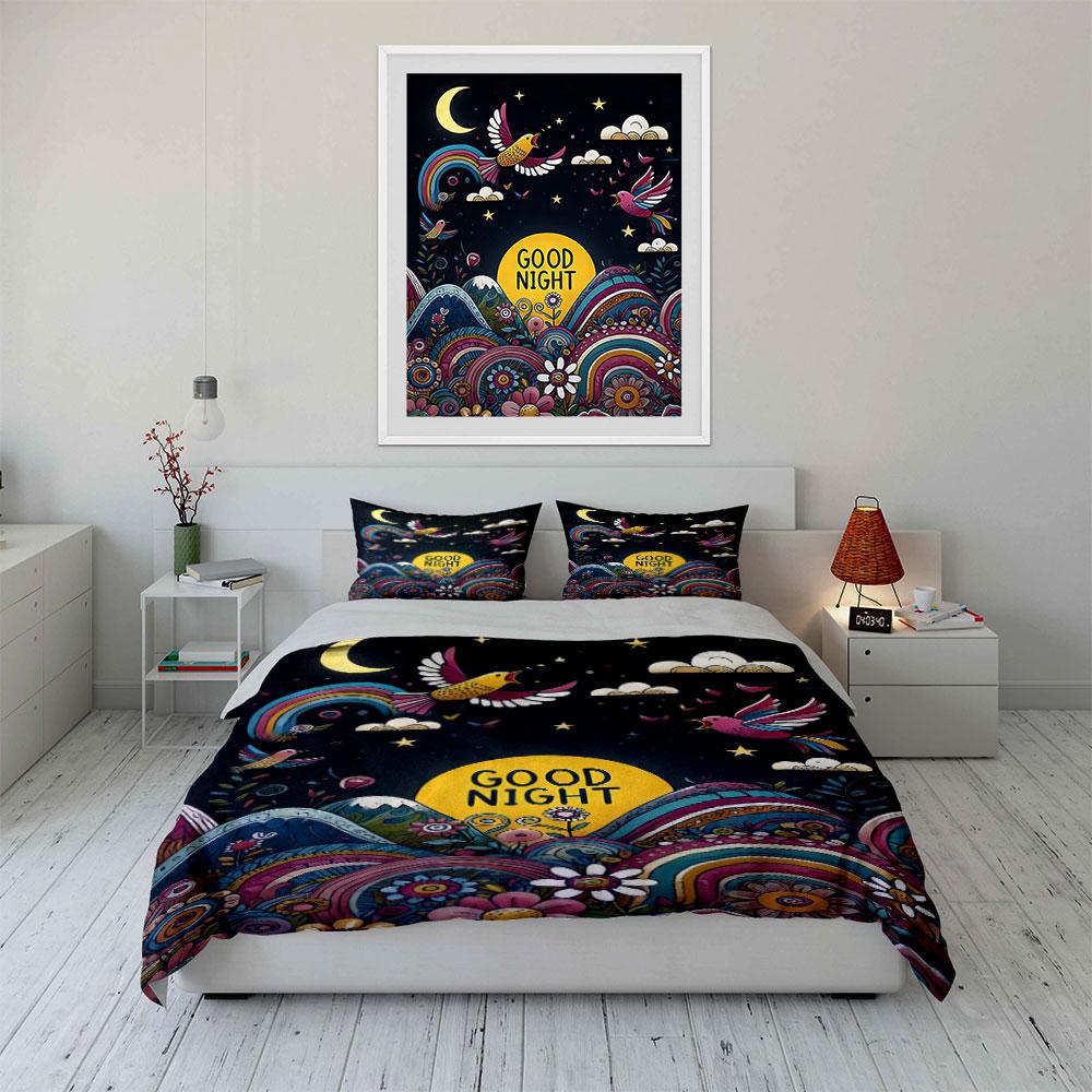 Birds, rainbows, and stars. Bedding sets Duvet cover sets Duvet covers Pillowcases(1 * Duvet Cover 2 * Pillowcases without duvet insert)
