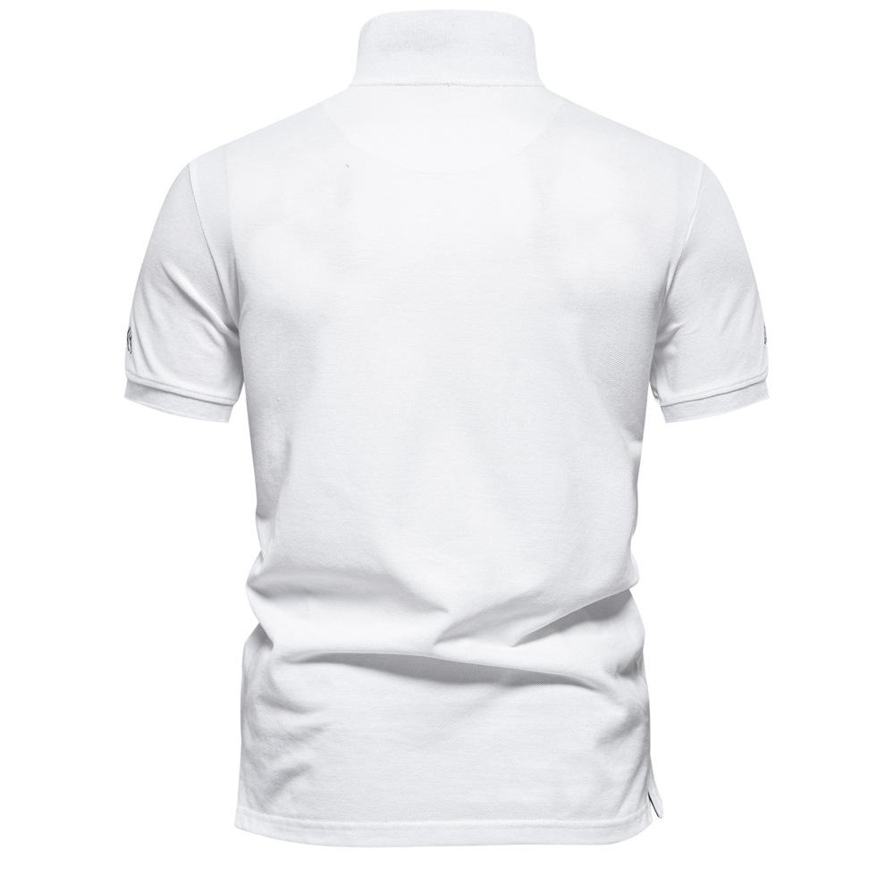 Spring And Summer New Trendy Men'S T-Shirt Casual Embroidery Breathable Trend Solid Color Polo Short Sleeve