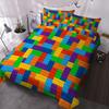 Цветное постельное белье из трех предметов с одеялом из строительных блоков