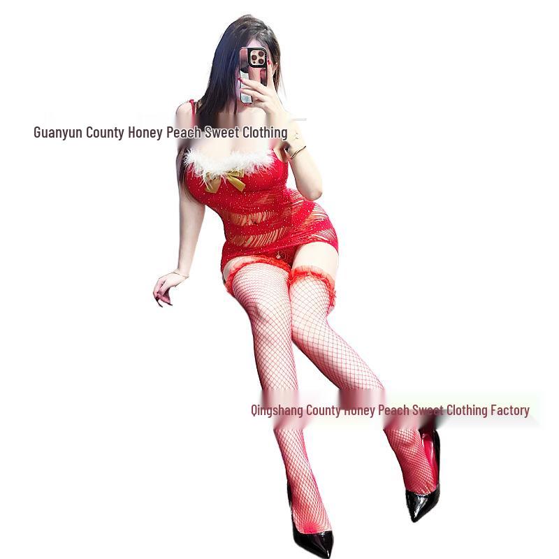 Red Plush Christmas Mesh Dress