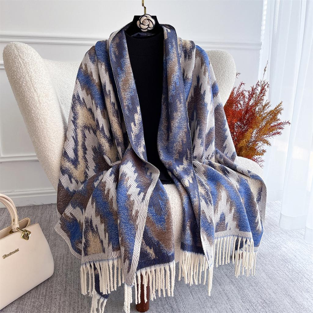 [T842] 65*180cm Ethnic Style Women Jacquard Scarf Thick Imitation Cashmere Tassel Shawl Winter Warm Neck Wrap Pashmina Blanket