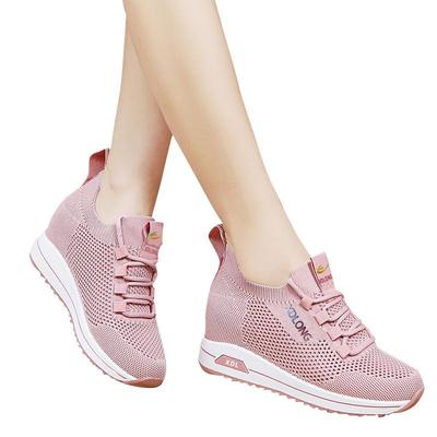 Белые туфли на платформе, женские повседневные кроссовки на скрытой платформе, женские кроссовки на платформе, увеличивающие рост, женские туфли на танкетке, черные, розовые