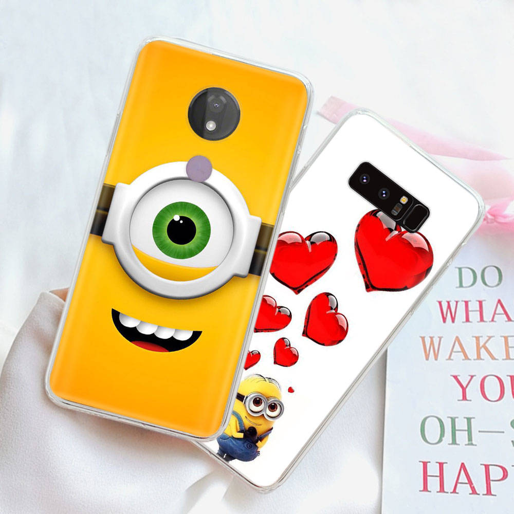 JM31 Миньон мультфильм прозрачный чехол для Samsung A04 A14 A23 M33 M53 Realme 10 9 C35 C55 VIVO Y02 X80 Infinix Hot 30 Note 11 Tecno Spark 8P Pro