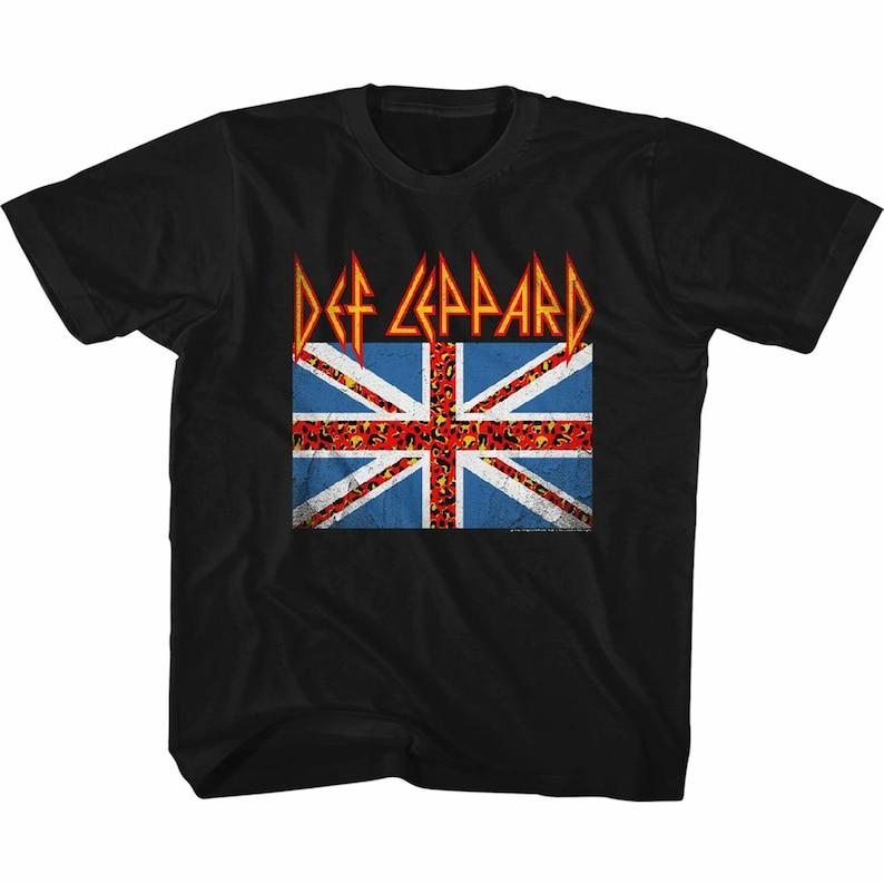 Def Leppard Leopard Flag Black Kids T-Shirt Youth Toddler
