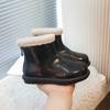 Зимние модные детские ботинки, простые, универсальные, для девочек, нескользящие, модные, нескользящие, с толстой подошвой, детские, уличные, ботильоны из хлопка