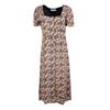 Long Flower Print Dress with Buttons Woman