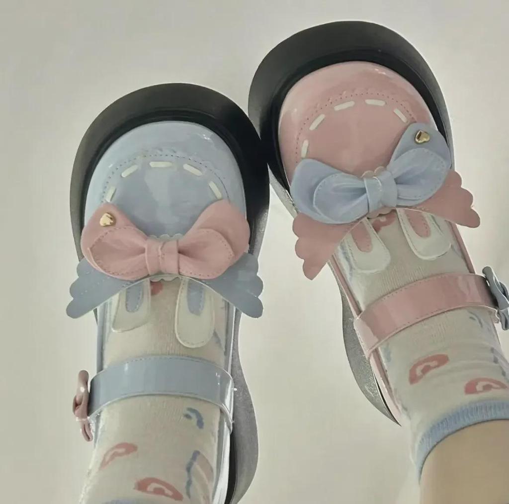 2023 Милые туфли Мэри Джейн с бантом в стиле Лолиты из мягкой кожи для женщин - толстая подошва, стиль JK