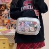 Модная Маленькая Ита Сумка Простая Кожаная PU Ита Сумка Через Плечо ПВХ Прозрачное Окно Дисплей для Значков Ита Сумка-Почтальон Женская Сумка на Плечо