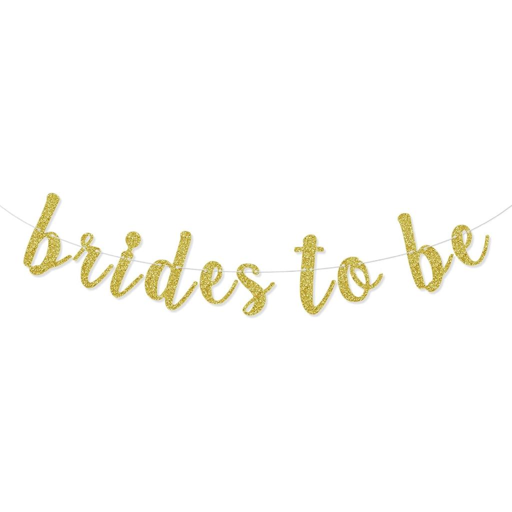 Brides To Be Banner, Lesbian Wedding, Bachelorette Party Decorations Supplies, Mrs & Mrs, Bridal Shower Bunting Garland Sign, No DIY, Gold Glitter