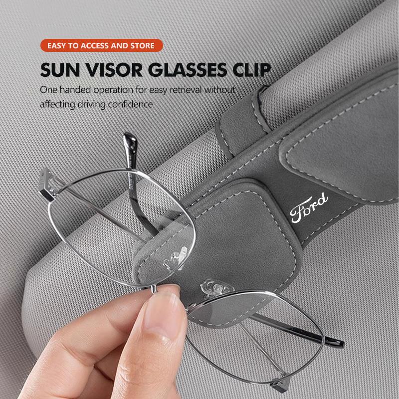 For Ford Cowhide Dual-Clip Glasses Holder Magnetic Sunglasses Storage Clip Escort KA Flex Everest KA Expedition Falcon Fusion