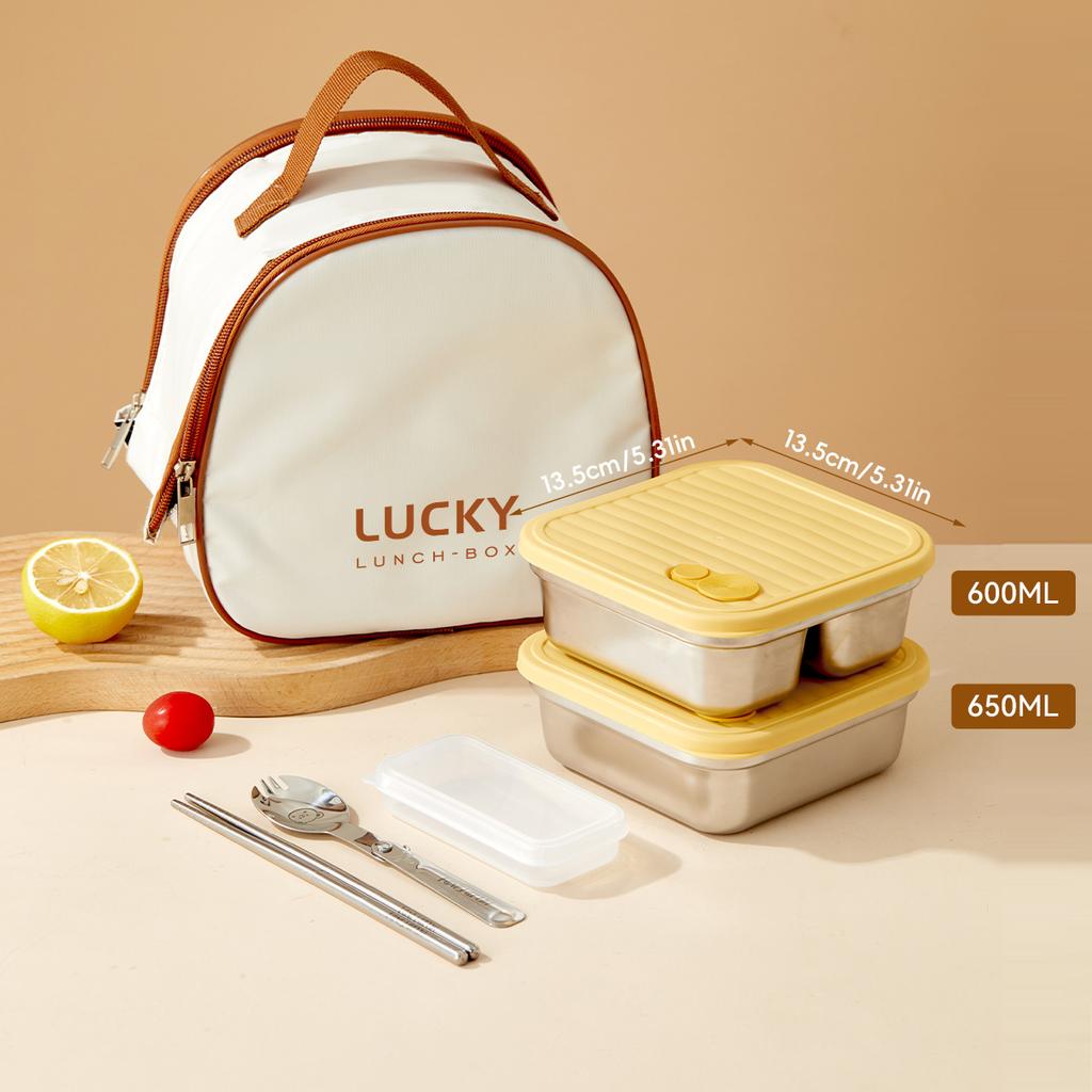 304 Stainless Steel Bento Box With Lid Portable Sealed Divided Lunch Box For Kids Student School Fruit Salad Lunch Container