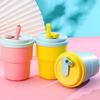 380Ml Water Bottle Silicone Straw Cup Drinking Cup Household Drinking Water Milk Cup Anti-Fall High Temperature Coffee Net